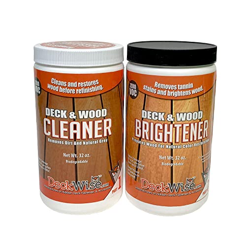 Deck and Wood Cleaner Part 1 & Brightener Part 2, 64 oz. Combo