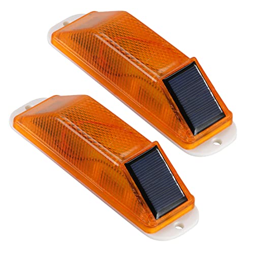 Ledholyt 2Pcs Solar Strobe Warning Light,Super Bright Waterproof Yellow Solar Emergency Strobe Warning Light, Wireless Light Control Flashing Traffic Safety Beacon Lamp For Home,Yard,Garage. #TOP23