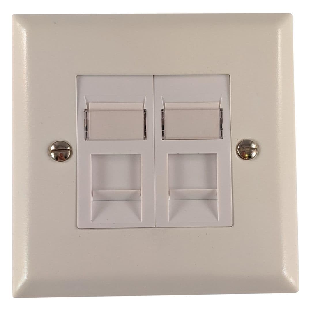G&H Brassware White G&H Sfw62w Spectrum Plate Matt 2 Gang Rj45 Cat5e Data Socket Point