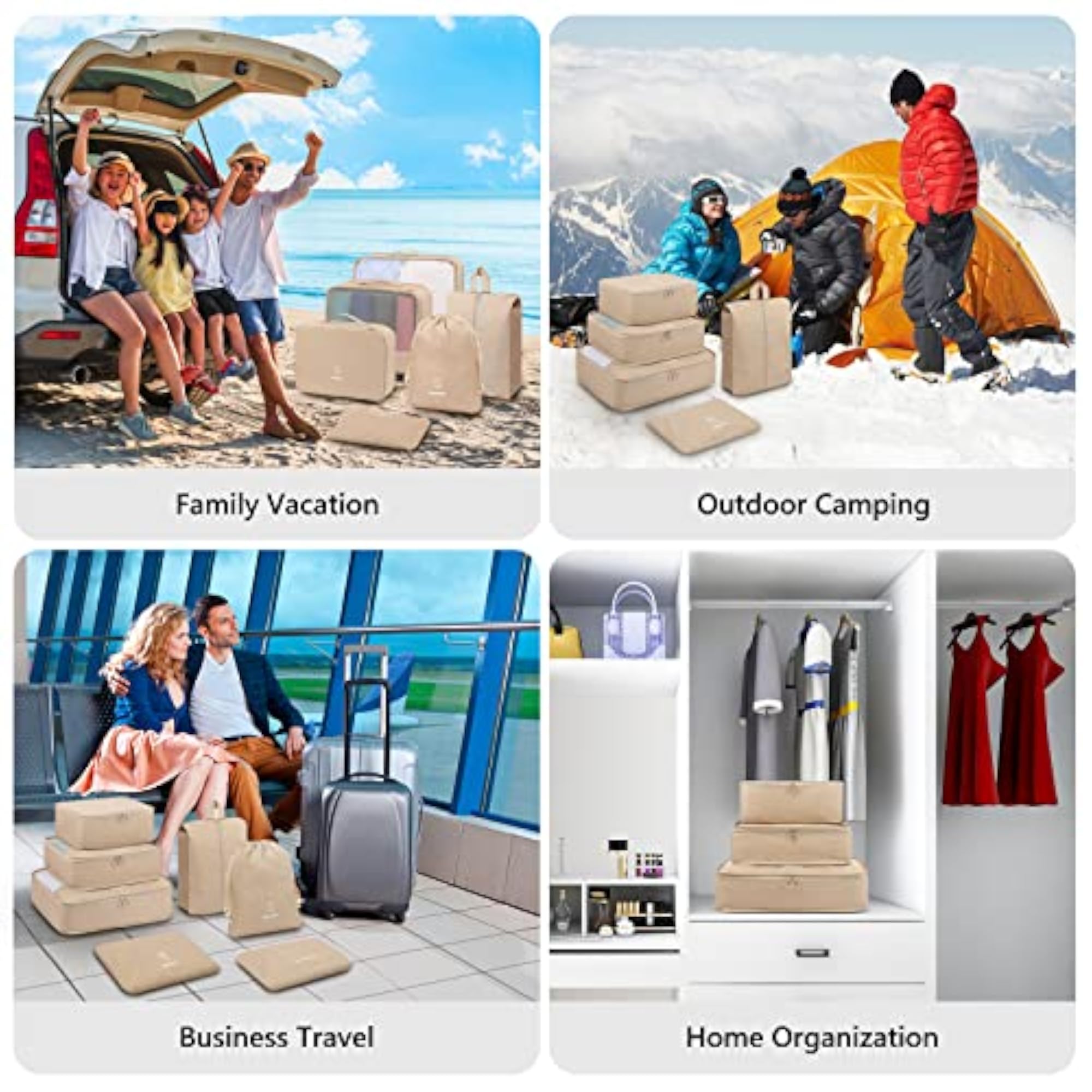 6 Set Packing Cubes with Shoe Bag, Travel Organizer