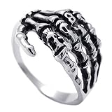 KONOV Mens Biker Tribe Gothic Stainless Steel Skull Skeleton Bone Hand Ring, Size 13