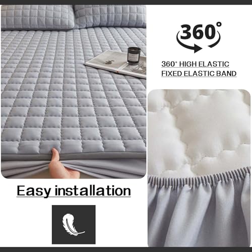 Sábana bajera ajustable y funda protectora de colchón de ajuste profundo, 180 x 220 cm, suave y perfecta para camas individuales/dobles, funda impermeable para una máxima protección