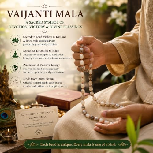 Image of Vaijanti Mala Original l Vaijayanti Mala Original | 108 Beads with Lab Test Certificate | Vyjayanthimala | Vyjayanthi Mala | Sacred Vaijanti Beads for Puja & Chanting | Baijanti Original | वैजयंती माला original 108
