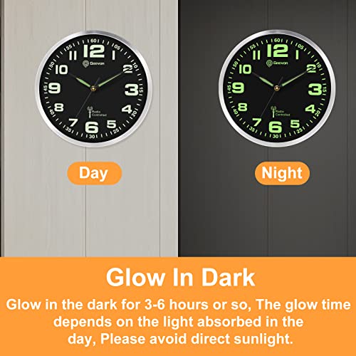 Geevon Atomic Analog Wall Clock, 12" Night Light Wall Clocks Battery Operated For Living Room/Kitchen/Bedroom,Large Glowing Digital Easy To Read Both Day And Night #TOP5