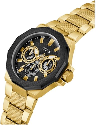Miniatura 4 de GUESS Reloj multifunción texturizado dorado y negro, Oro, Classic