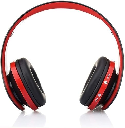 DQING Cuffie Wireless Bluetooth  Auricolari Pieghevoli Stereo con comandi On-Ear  Ore Riproduzione per iPhone Telefono Android   Nero Rosso 