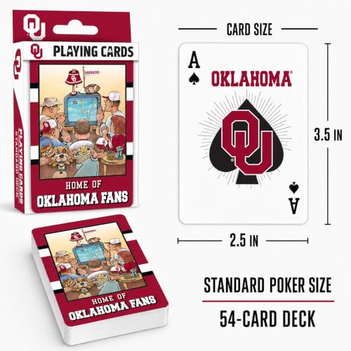 Image of Masterpieces NCAA Oklahoma Sooners Playing Cards Deck - Officially Licensed, 54 Cards - Ages 4+