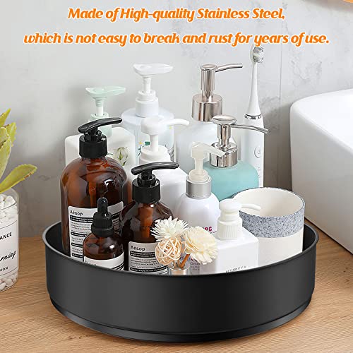 Lazy Susan Turntable Organizer, Landmore 2 Pack 10.2 Inch Stainless Steel Non Skid Turntable Spice Rack Spinning Organizer For Cabinet, Pantry, Countertop Black #TOP3