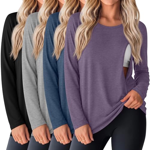Oakgarden 4 Pack Women Cotton Nursing Tops for Breastfeeding 5Color S