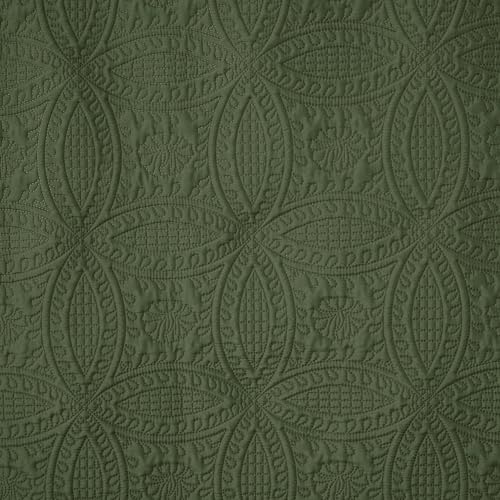 Chezmoi Collection Austin Queen Oversized Bedspread Set, 3-Piece Pinsonic Quilted Lightweight Microfiber Bedspread Coverlet, Olive Green by Chezmoi Collection - Used condition - Image 6