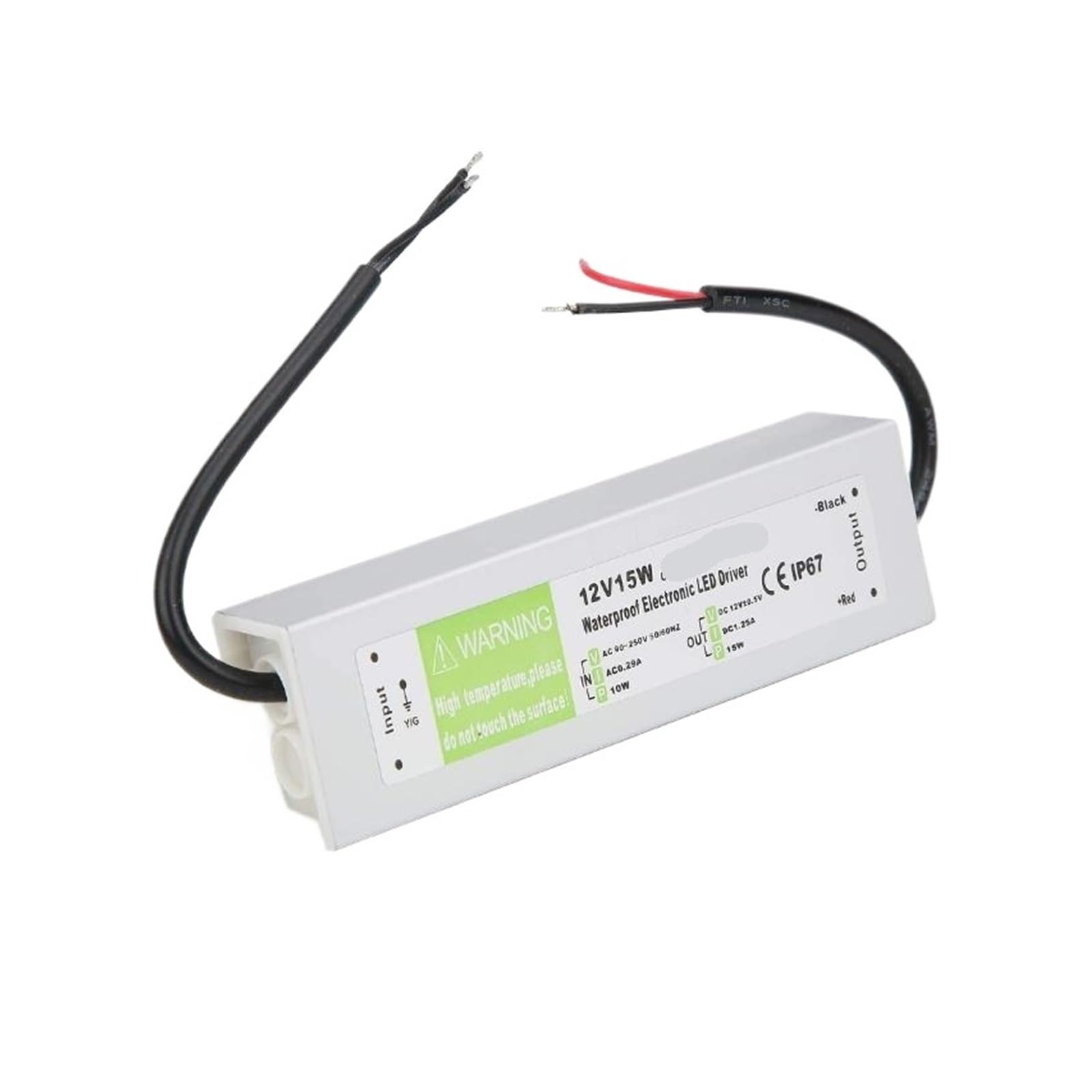 MBMYVRNKJL Lighting Transformer 90-250V AC to DC 12V 15W 1.25A LED Driver Adapter Aluminum Switching Power Supply