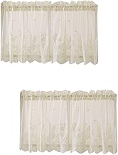 VOSAREA 2 Peças Cortina De Chuveiro Branca Transparente Persianas Kit De Renda Painéis Transparentes Cortinas Blackout Cortina Curta Sanefas De Cozinha Para Janelas Bolso Cortina Haste