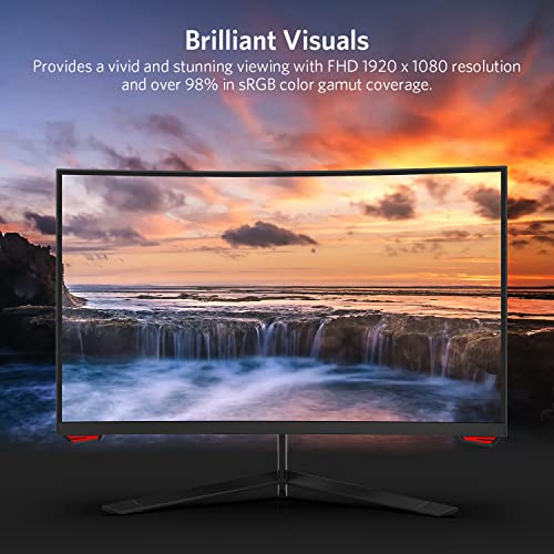 Image of 24'' 165Hz Refresh Rate Curved Monitor Full HD 1080P with HDMI Display Ports, VESA Compatible, Free-Tearing Eye Care Monitor for Home Office and Gaming (DP Cable Included)