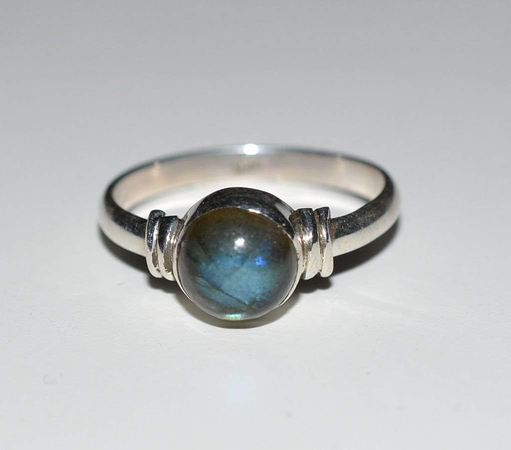 Labradorite Ring for Women, Natural Labradorite Gemstone Ring 925 Sterling Silver, Handmade Dainty Boho Promise Ring, November Birthstone Jewelry, Minimalist Stacking Ring Gift for Her