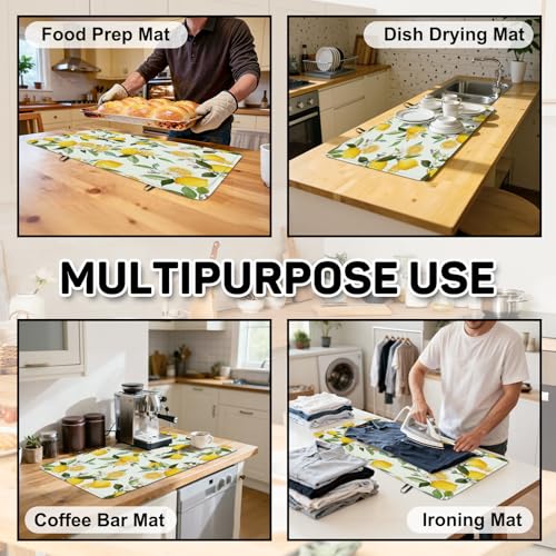 Image of Lemon Blossom Stove Top Cover for Electric Stove, Lemon Fruit Covers for Electric Stove, Rubber Dish Drying Mat, Glass Cooktop Covers, Flat RV Range top Mats, 28 inchx20 inch