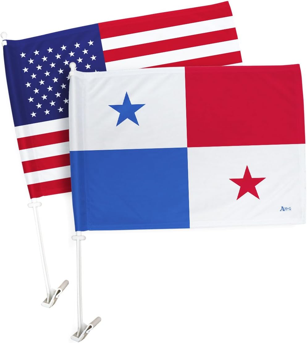 Copa America 2024 Panama Car Flag Pack Americana Bandera Para Carros De Panamanian Decor Window Clip Pole Mount Sports Fan Gifts World Cup Football Poster League Patriotic Decorations Made in USA