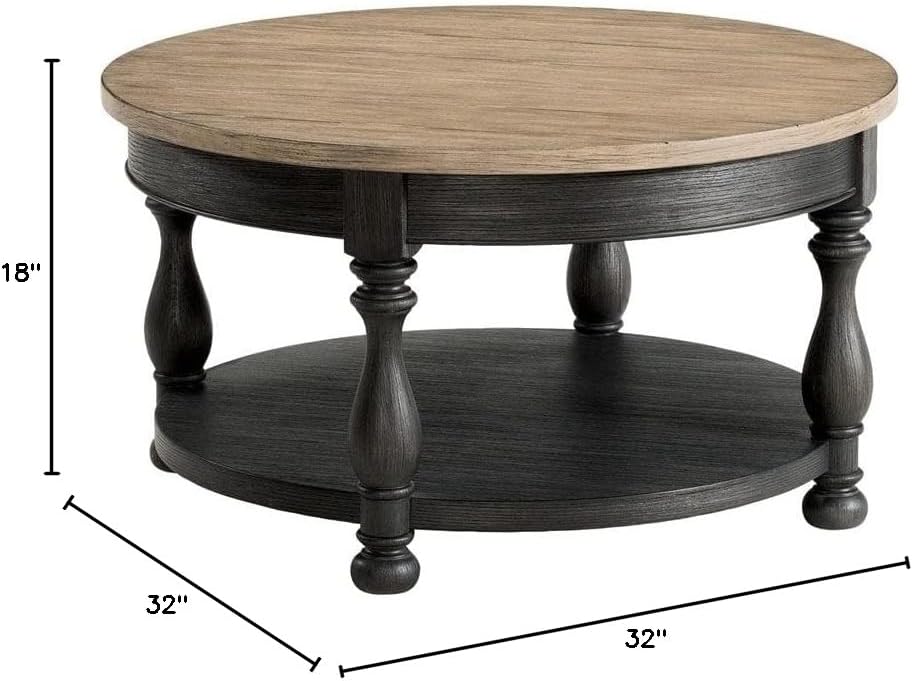 Riverside Furniture Barrington Wood Coffee Table in Antique Oak and Matte Black