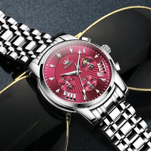 Image of OLEVS Watches for Men Luxury Dress Stainless Steel Waterproof Chronograph