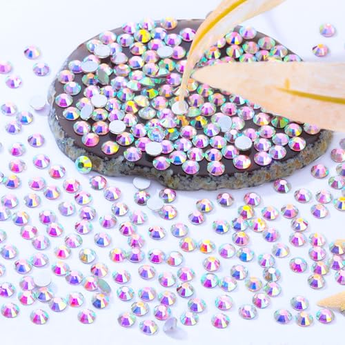 Image of Crystal AB Flatback Rhinestones SS12 (2.9-3.0mm), 2880pcs Glass Nail Gems, Non Hotfix Rhinestones for Nails, Crafts, Clothing, DIY Bling Decorations