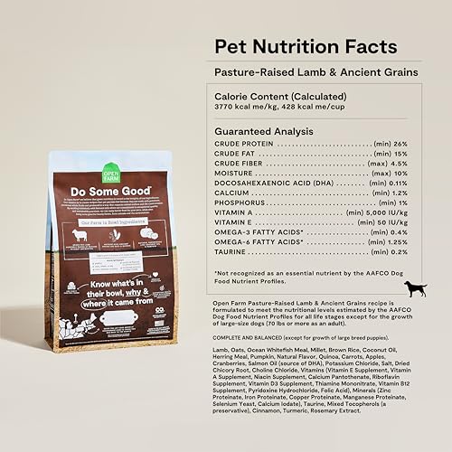 Open Farm, Ancient Grains Dry Dog Food, Protein-Rich & Nutrient Dense, 90% Animal Protein Mixed with Non-GMO Fruits, Veggies and Superfoods, Pasture Raised Lamb Recipe, 4lb Bag - Thumbnail 6
