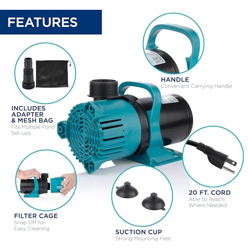 Image of Alpine Corporation PEG3000 | 3000 GPH Vortex Energy-Saving Submersible Pump - Durable & Efficient Design for Ponds, Waterfalls & Fountains - Black /Teal