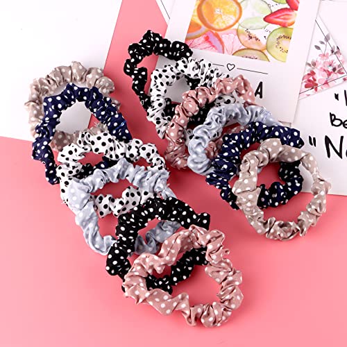 12 Pieces Silk Hair Scrunchies Silk Hair Tie Elastic Ponytail Holders For Women Girls Hair Accessories-001 #TOP4