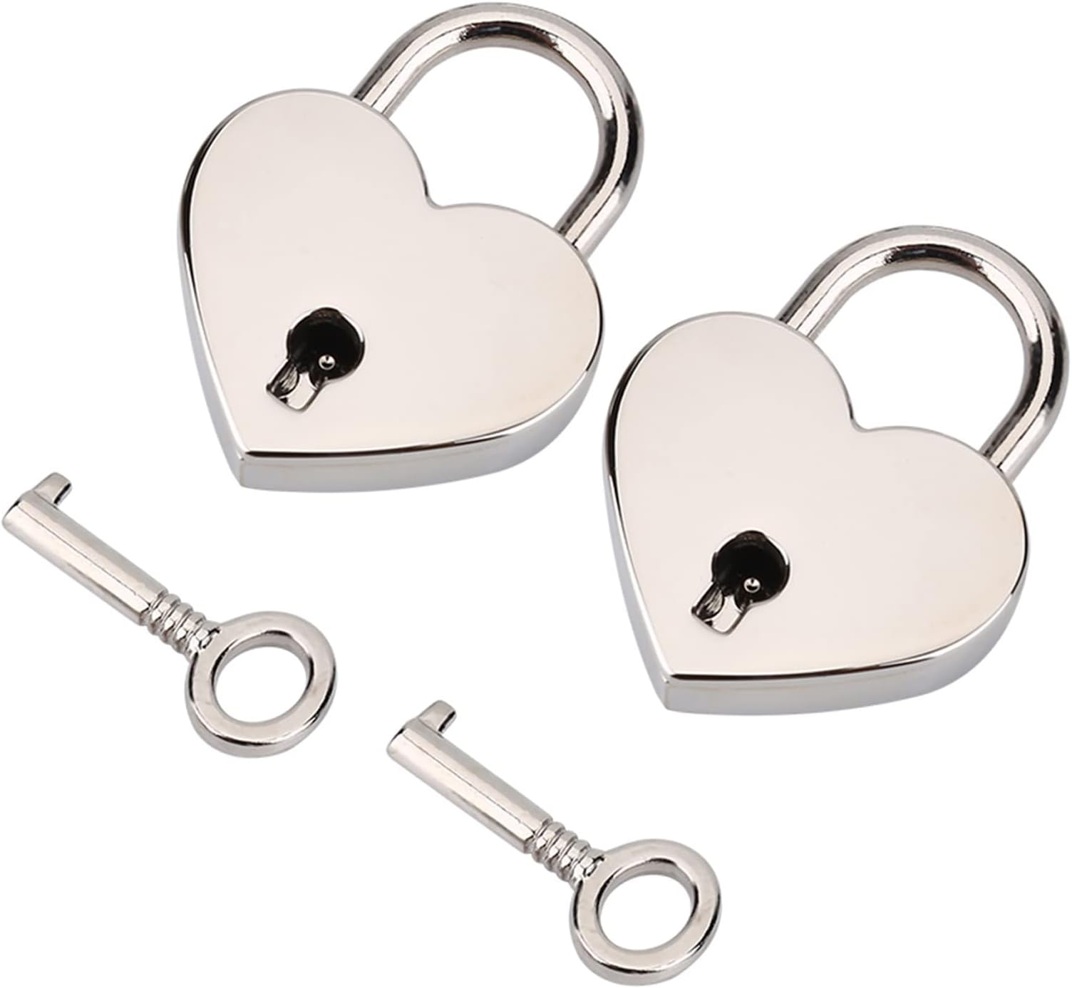 Generic Classic Heart Padlock & Skeleton Key Set, Sturdy Metal Lock for Diary, Collectible Padlock for Gifting, 2 Pieces in Package