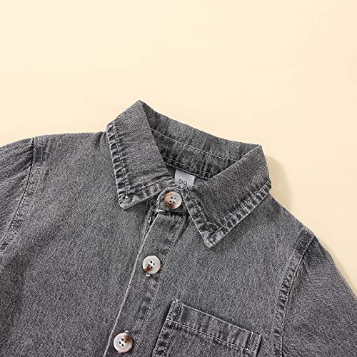 Toddler Girls Windproof Long Sleeve Denim Jacket Lapel Button Down Dress Shirts Little Boys Stylish Comfy Outwear2