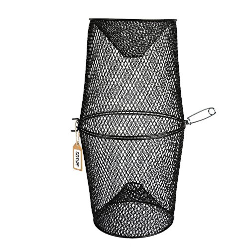 Pisfun Minnow Trap Crawfish/Ell/Grass Shrimp/Crawdads Trap Steel Bait Traps Storage Fishing Net Bucket (9 x 17.7-Inch)
