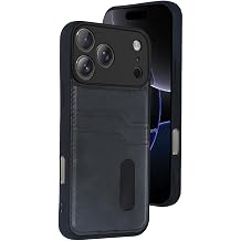 CONSTRAIN Apple iPhone 18 Pro ve iPhone 17 Pro  le Uyumlu Kamera Korumal  Deri G r n ml  Kartl kl  Telefon K l f  Arka Kapak - Siyah