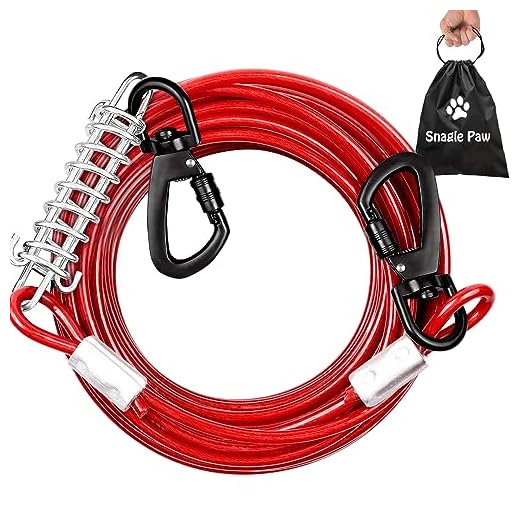Dog Tie Out Cable Chew Proof 50FT, Dog Lead Heavy Duty, Dog Leads for Yard 50ft & Dog Runner Cable, Solid Large Dogs Tie Out Cable with Spring for Training Outside Yard & Camping
