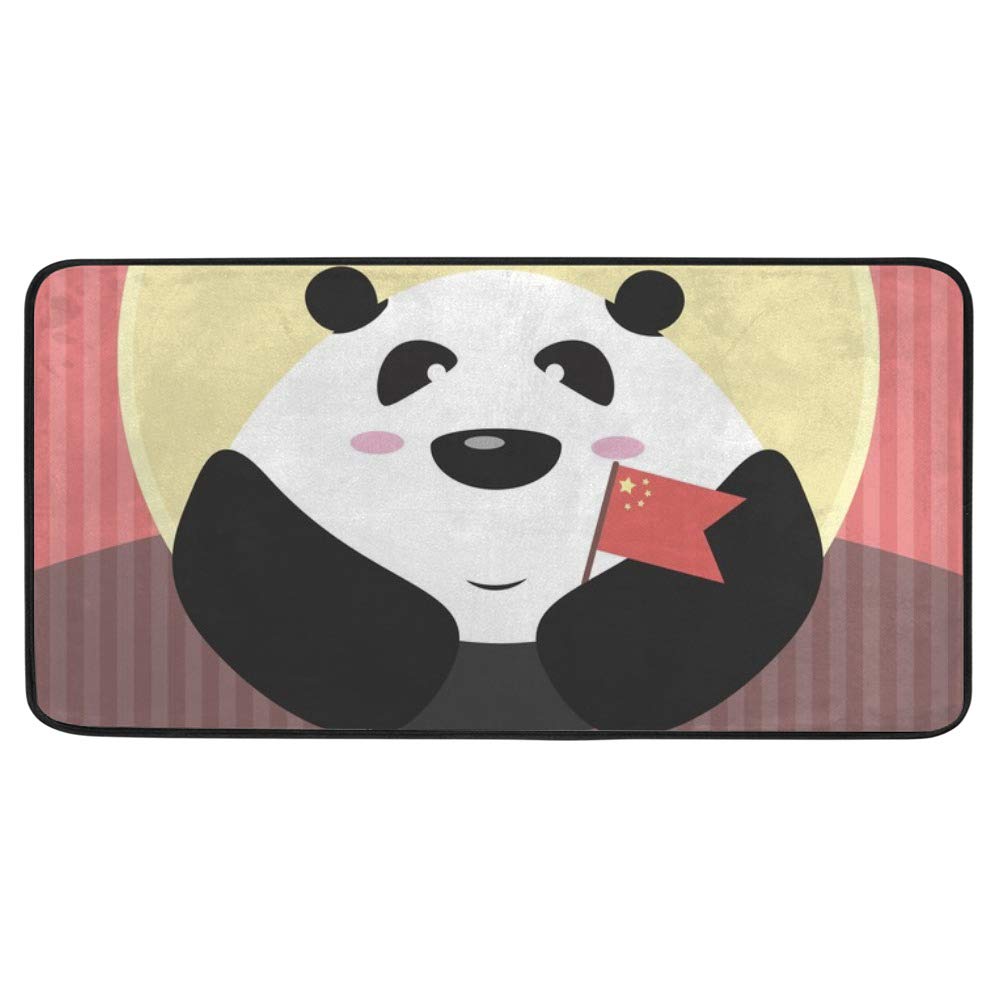 Alfombrilla de cocina de oso panda, tapete antideslizante lavable de 99x51 cm