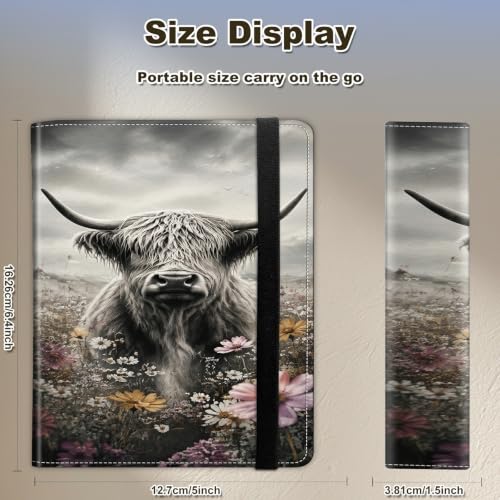 Image of Photo Album 4x6 120 Photos with Strong Elastic Band, Highland Cow Floral