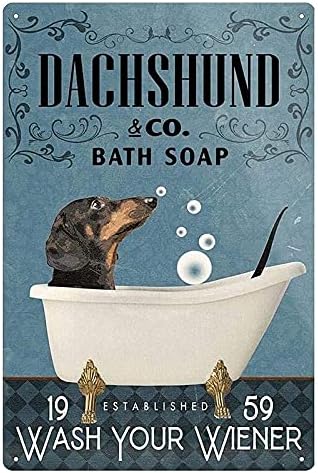 ラッピング無料 かわいい犬の洗浄足警告侵入者の飲み物本を読むタトゥーレトロメタルサイン デコレーションペットショップの装飾ブリキヴィンテージメタルプレートポスター