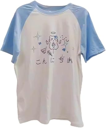 Tenshi Kaiwai Gyaru T-Shirts Harajuku Shoujo Girl Clothes Y2K Heisei Retro Jojifuku Tops 2000s Juminocore Jfashion