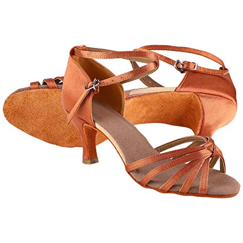 RiToEasysports Latin Dance Shoes, Soft Comfortable Ballroom Dance Shoes Non Slip Women Salsa Latin Dancing Practice with 7cm Heel (392