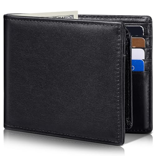 Image of Artpaxy Mens Wallet Genuine Leather Bifold RFID Blocking Wallet for Men with 2 ID Windows 12 Card Holders 2 cash pockets 1 Gift Box