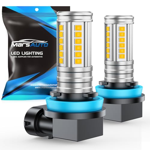 Image of Marsauto H8 H11 Yellow Led Fog Light Bulb, 10000LM H16 H11 Led Bulb Yellow Fog Lights, 360 Illumination 600% Brightness Strong Penetration, Upgraded 60 Pcs CSP Chips H9 H8 Fog Light Bulb Pack of 2