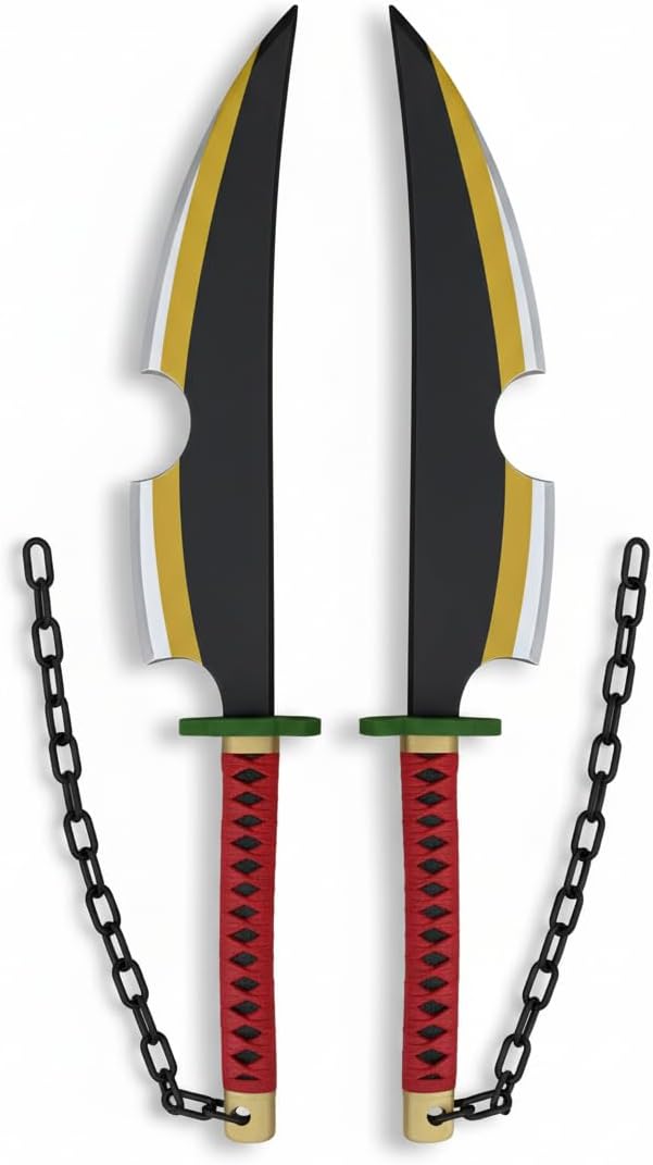 Set of (2 pc) 31.5” Fantasy Anime Foam Uzui Tengen Cosplay Prop Sword Blade Katana Costume LARP Friendly Safety