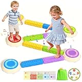 HYES Light Up Stepping Stones & Balance Beams for Kids - 13 PCS Set with Piano Music, Game Spinner & 30 Cards, Sensory Jumping Toys for Toddler, Birthday Gift for Boys Girls Ages 3-5