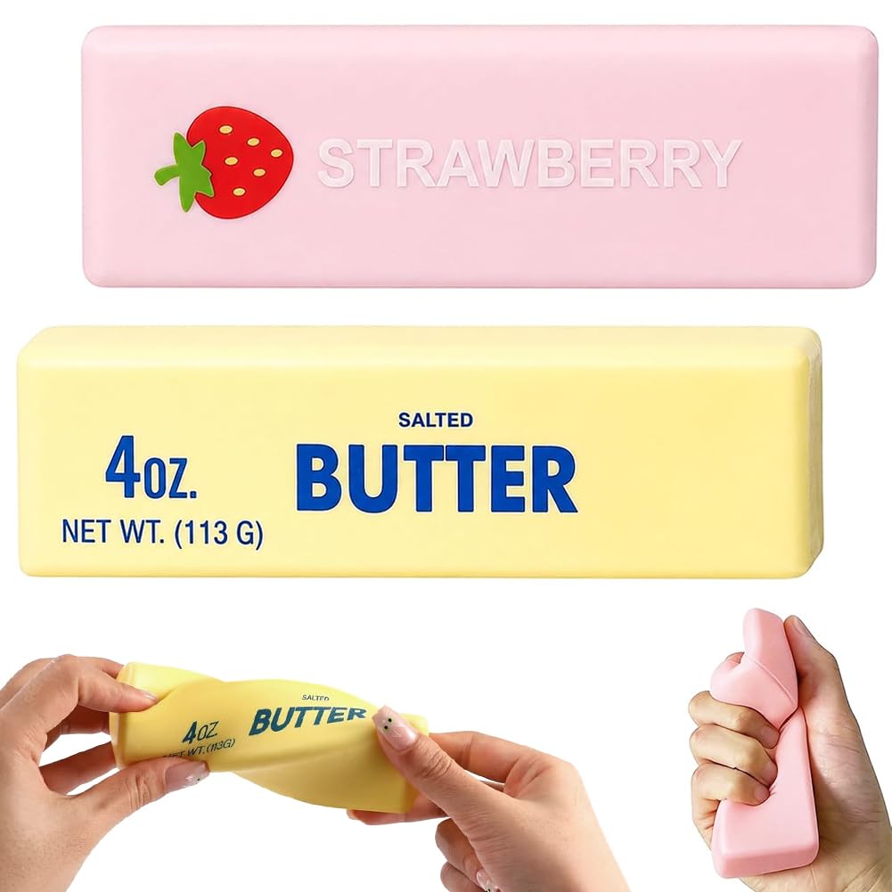 HATFRYF 2PCS Butter Squishy, Butter Stick Squishy Stress Relief Block, Slow Rebound Stick Squeeze Toy for Couple, Dress Costume Party Carnival Prom Ball Mardi Gras, Men Women Decoration Play ﻿