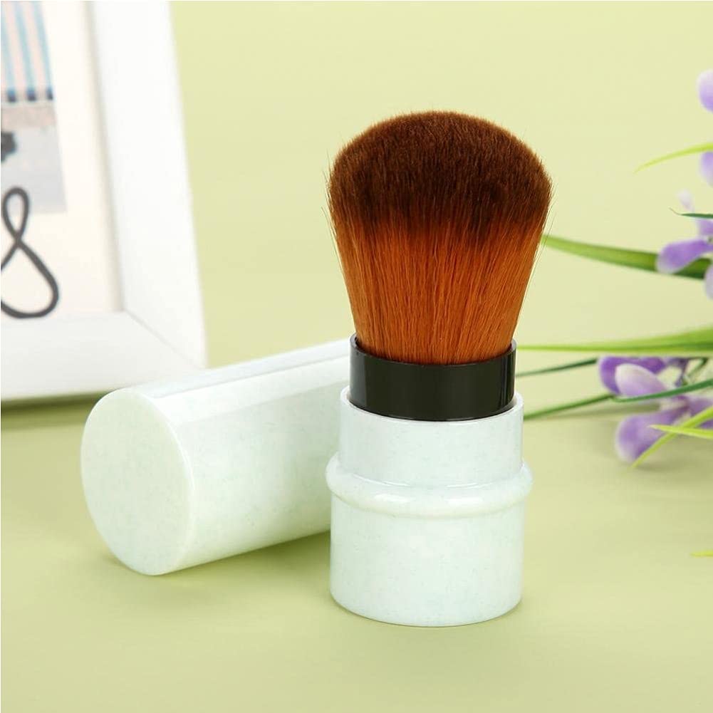 Retractable Kabuki Brushes Powder Foundation Blush Concealer Makeup Brush Portable With Cover - Green