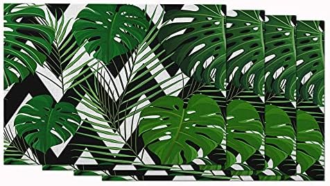 EKOBLA Placemats Palm Leaves Tropical Exotic Plant Forest Jungle Nature Wild Tree Fashion12x18 Inch Table Placemats for Dinning Table Washable Cotton Linen, Set of 4