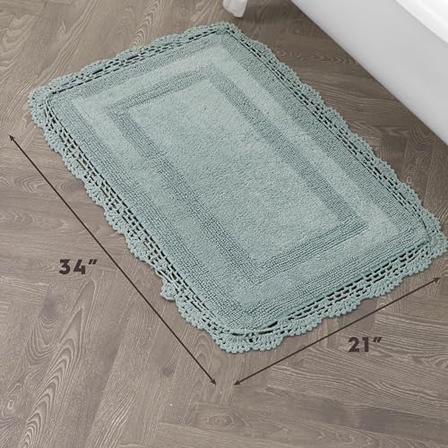 Tapis de bain coton crocheté Laura Ashley rectangulaire
