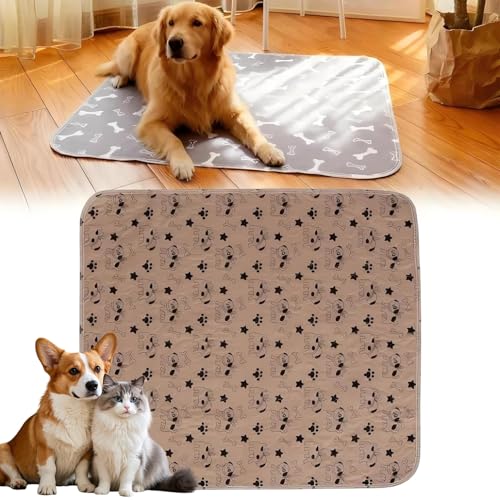 Puppy Pads with pheromones, Elite Pads for Cats, Washable Puppy Pads for Dogs and Cats, Leak-Proof & Anti-Slip Pet Training Pad for Home & Travel(Brown-B, L: 31.5