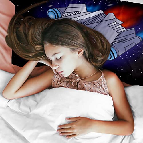 Housse de couette spaceship microfibre douce literie thème espace