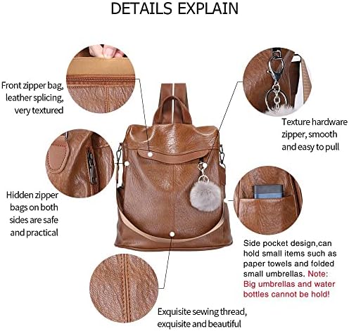 Anti-theft Women Backpack,ROOSALANCE Women's Backpack Handbags Fashion Anti-theft Waterproof Leather Hidden Zipper Travel Shoulder Bags Ladies