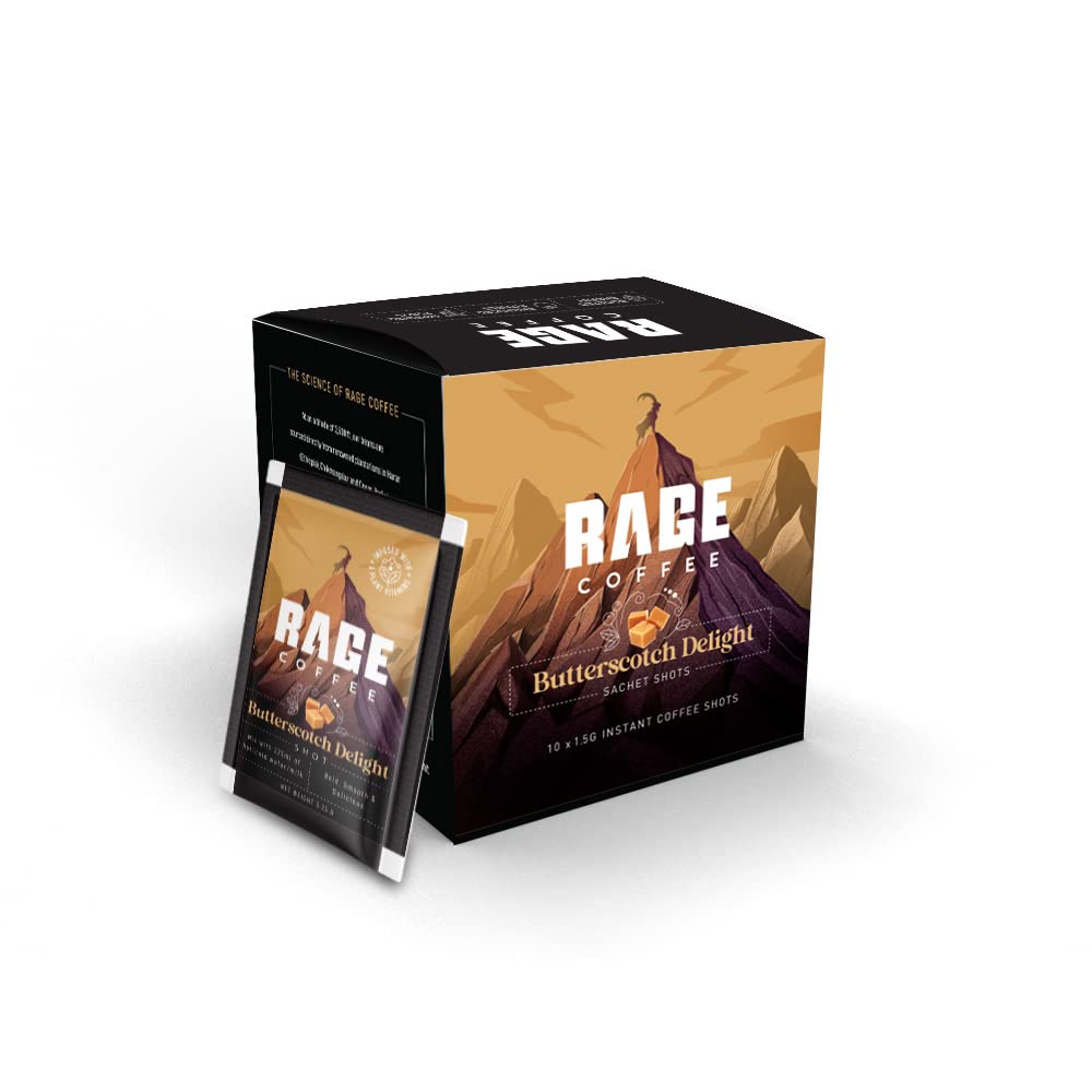 Rage Coffee - Instant Coffee Sachet Pack | Butterscotch Delight Flavoured Coffee | Pack of 10 coffee sachets | 100% Arabica Coffee Beans | Great coffee anytime, anywhere (B09RGBY6T3) Amazon Price History, Amazon Price Tracker