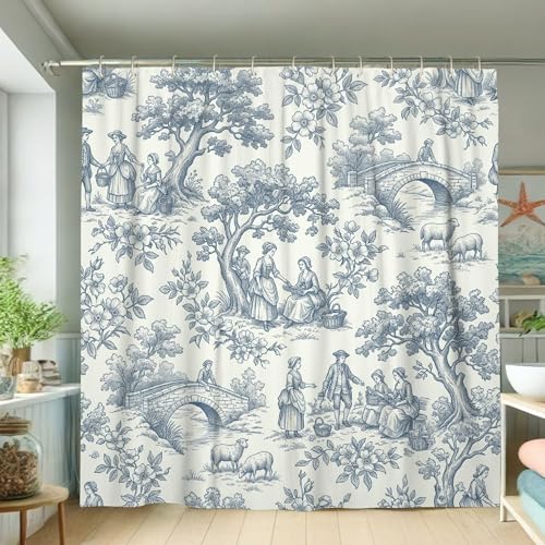 Rideau de douche vintage rustique polyester imperméable salle de bain