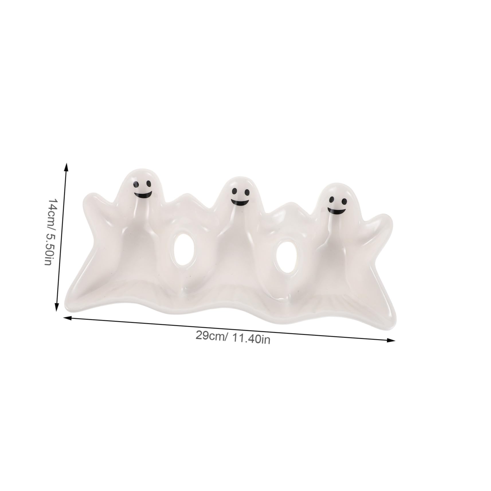 MAGICLULU Plato De Dulces Fantasma De Cerámica Bandeja para Servir Fiestas Plato De Dulces para Halloween Tres Compartimentos para Decoración De Cocina Frutos Secos Frutas y Aperitivos